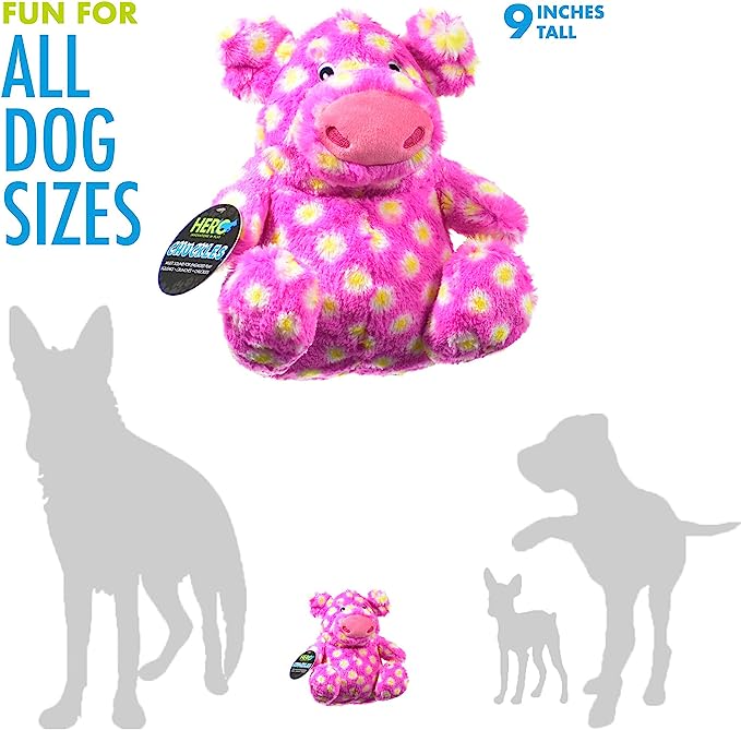 Hero Chuckles Plush Polka-Dotted Pig with 3-in-1 Squeaker