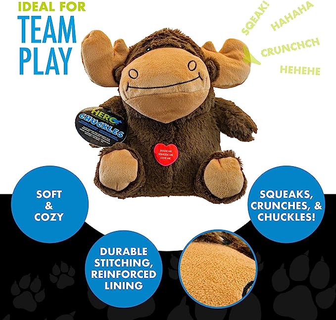 Hero Chuckles 2.0 Plush Moose with 3-in-1 Squeaker