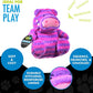 Hero Chuckles Plush Striped Hippo with 3-in-1 Squeaker