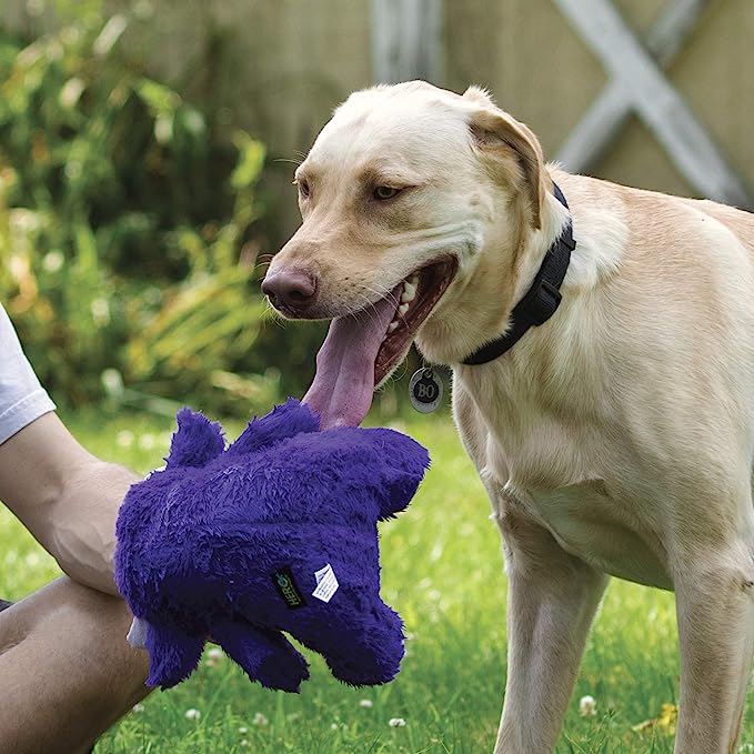 Hero Chuckles Plush Striped Hippo with 3-in-1 Squeaker