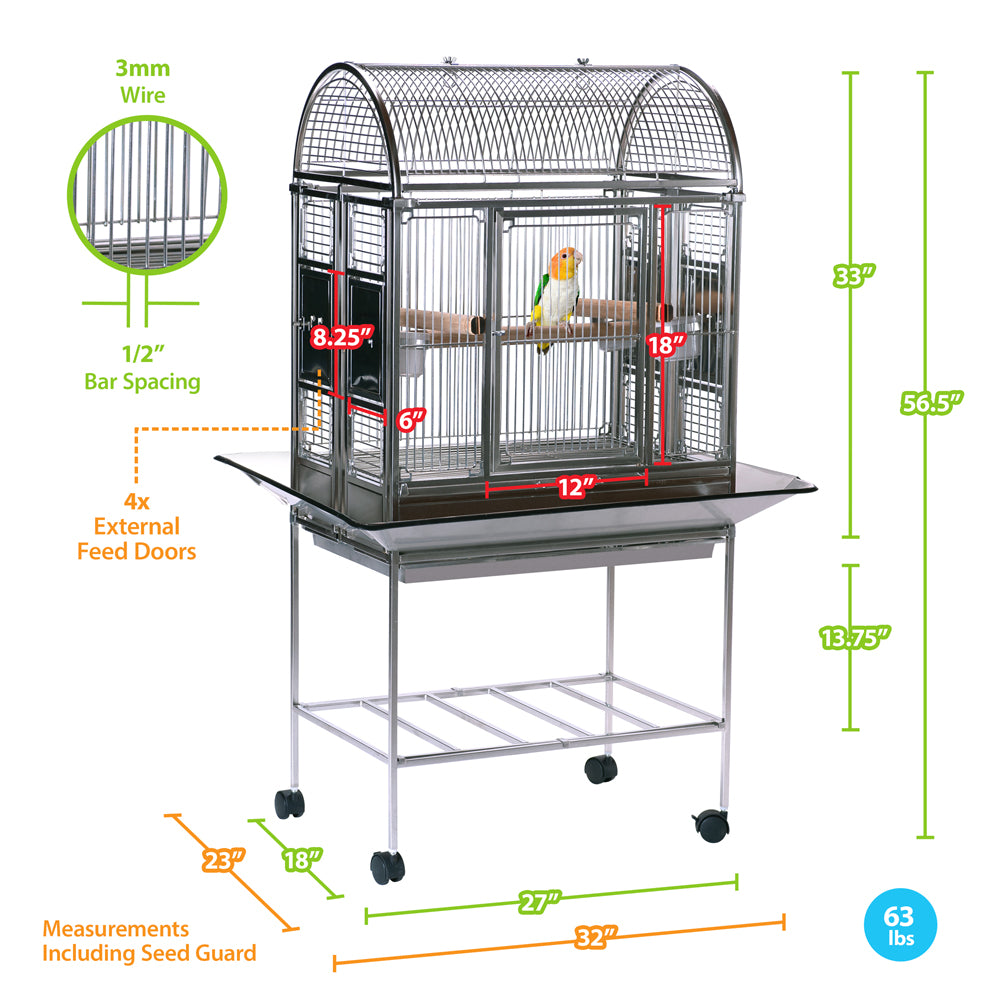 Folding Stainless Steel Ellicott Manor Bird Cage