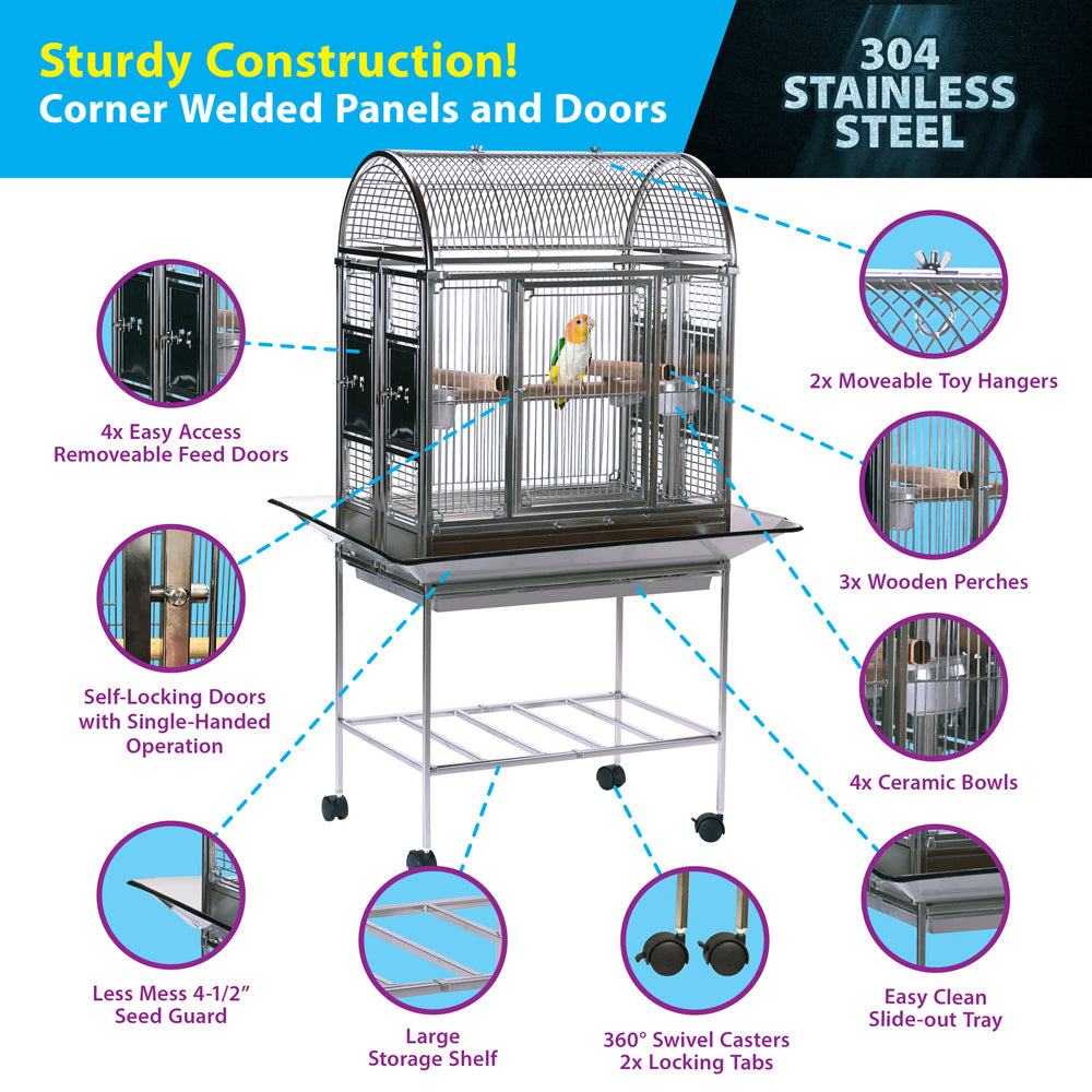 Folding Stainless Steel Ellicott Manor Bird Cage