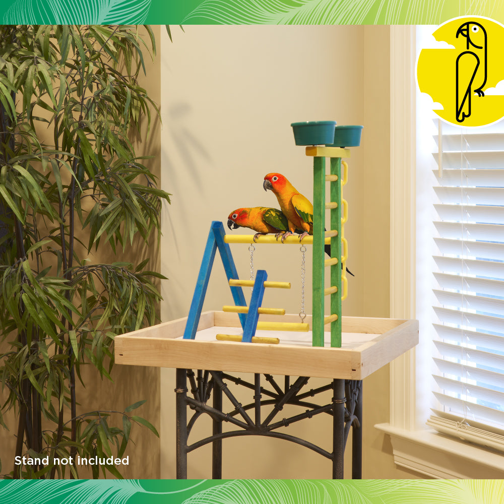 18" Junior Playground Bird Perch with Cups