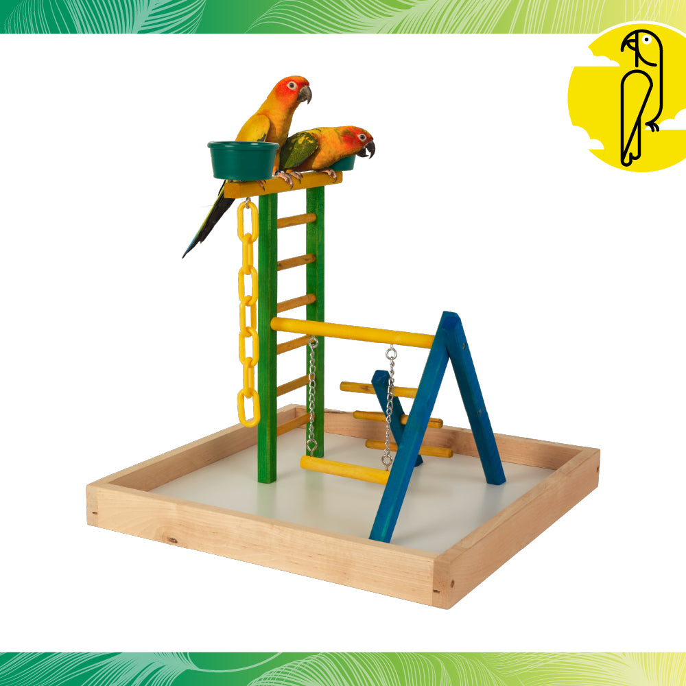 18" Junior Playground Bird Perch with Cups