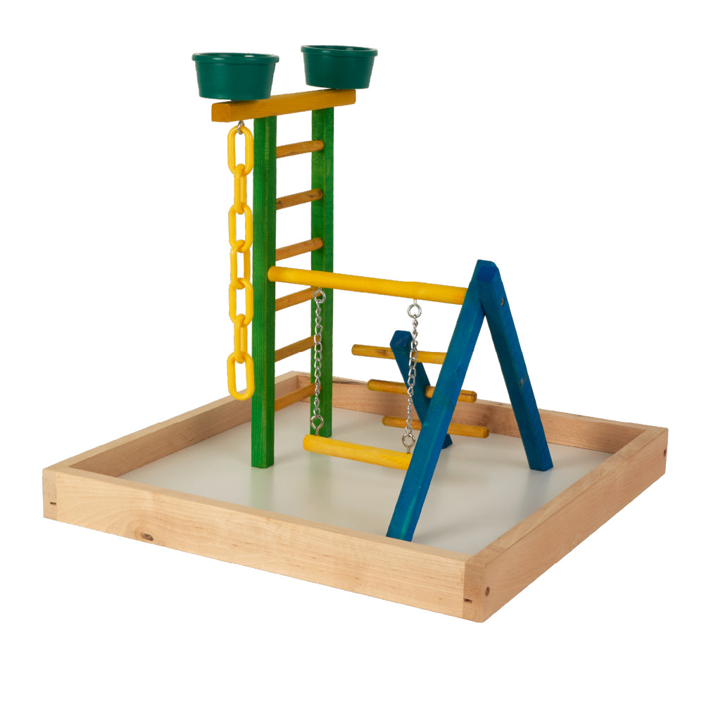 18" Junior Playground Bird Perch with Cups