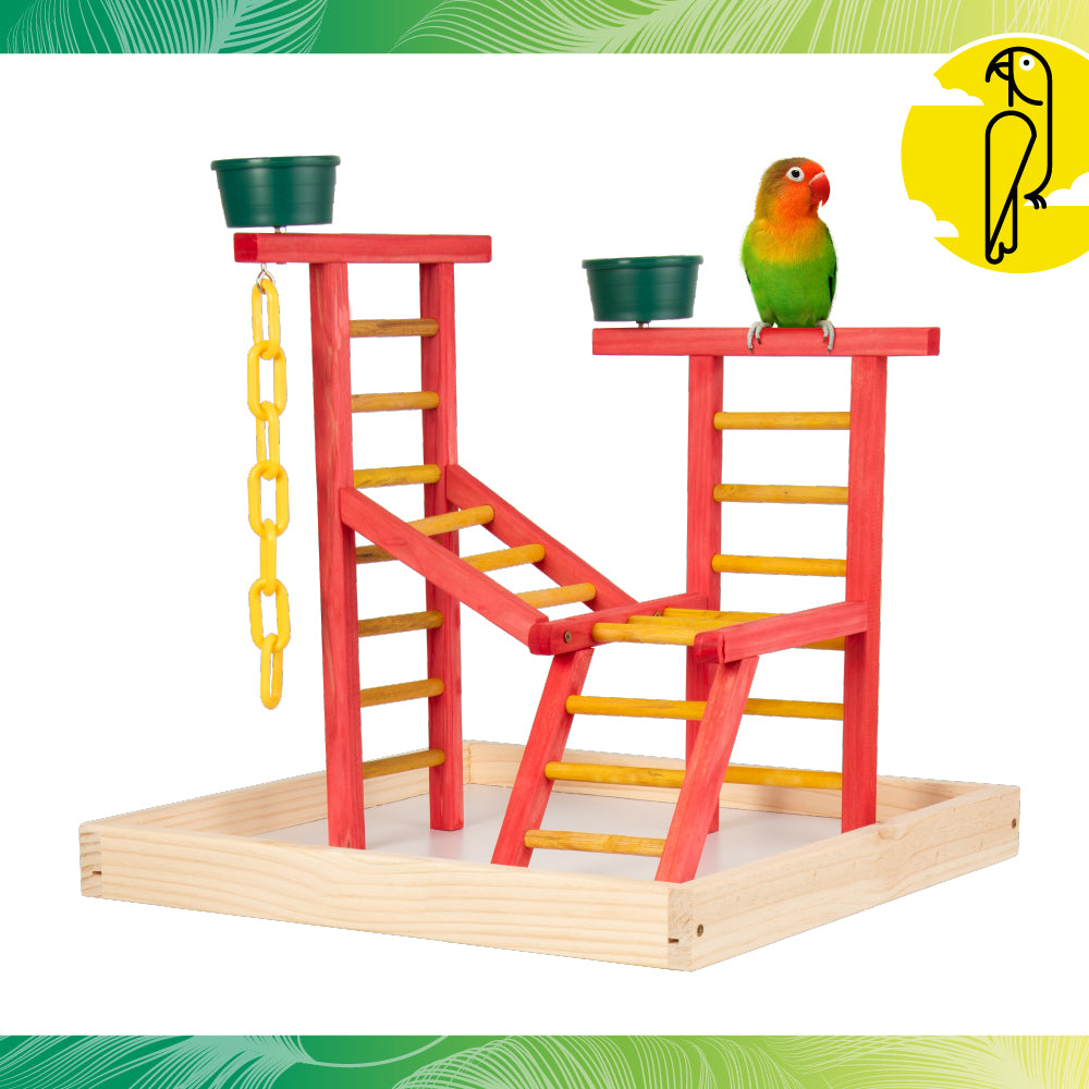 18" Junior Playland Bird Perch with Cups