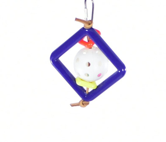 Rectangle shape hanging toy with plastic ball for birds