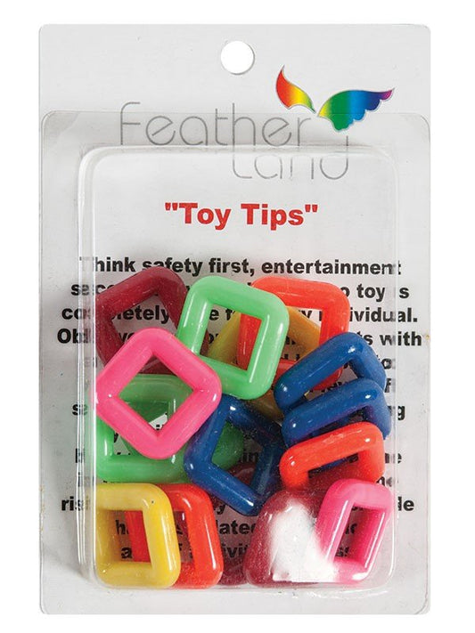 Multi Colored square plastic rings for DIY bird toys