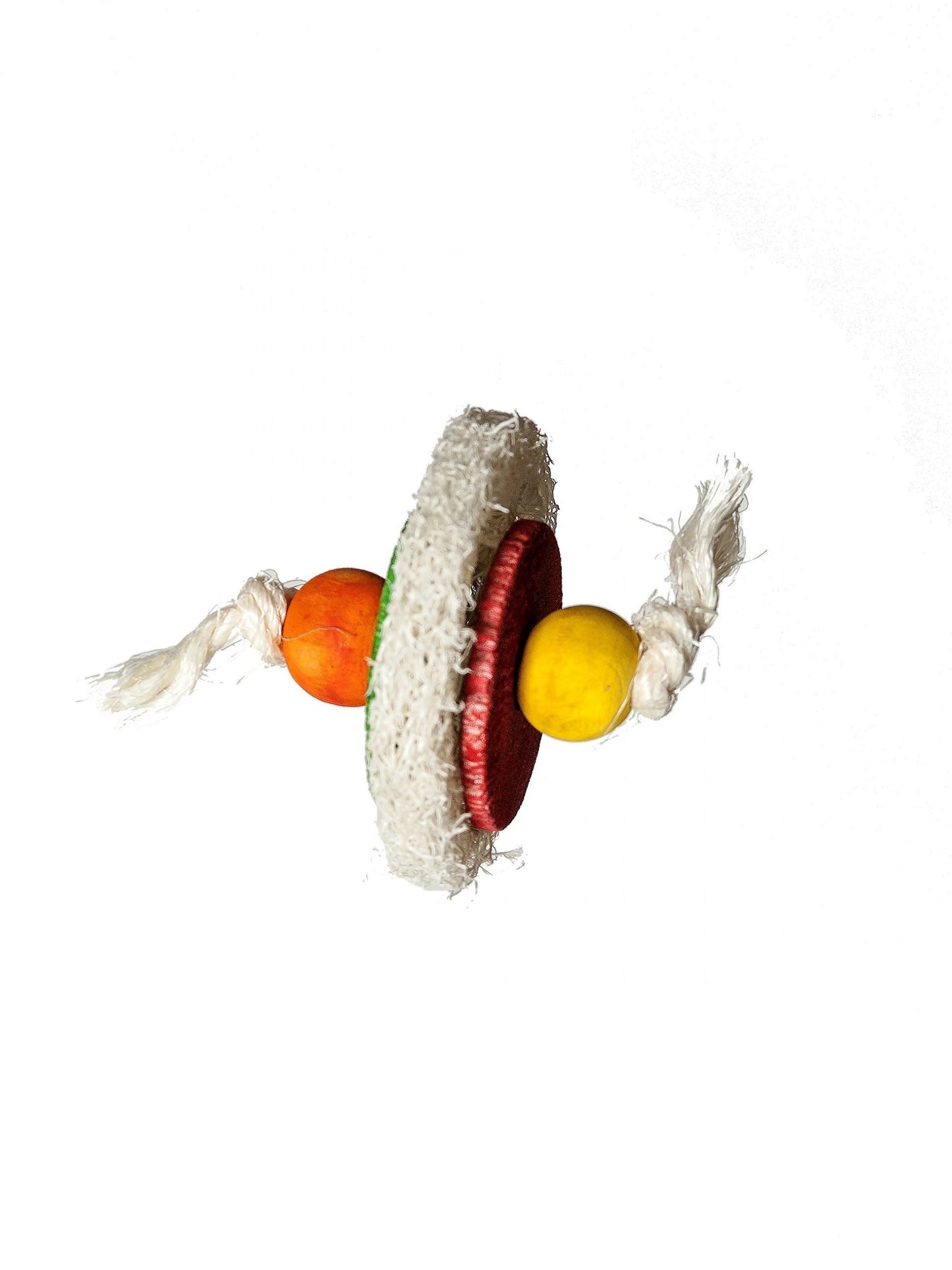 Loofa disc foot bird toy