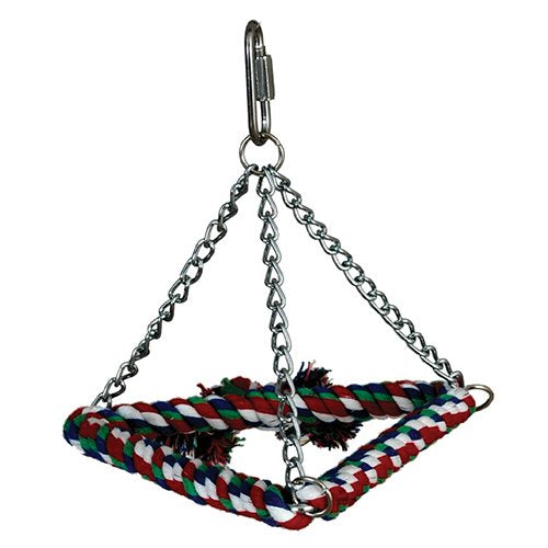 Multi-colored cotton pyramid swing for birds