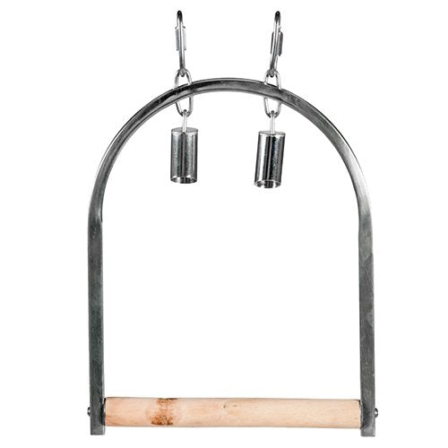 Stainless Steel Swing with Natural Wood Perch
