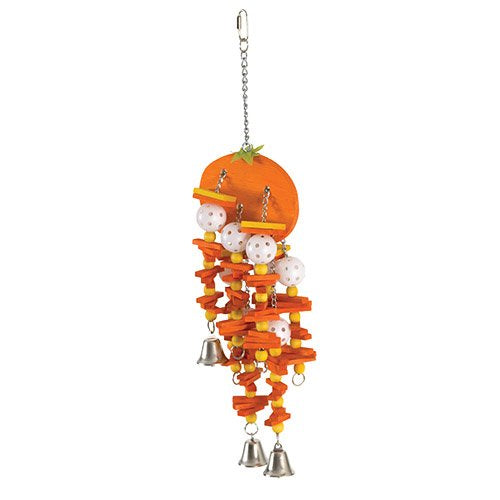 Large orange bird cage toy