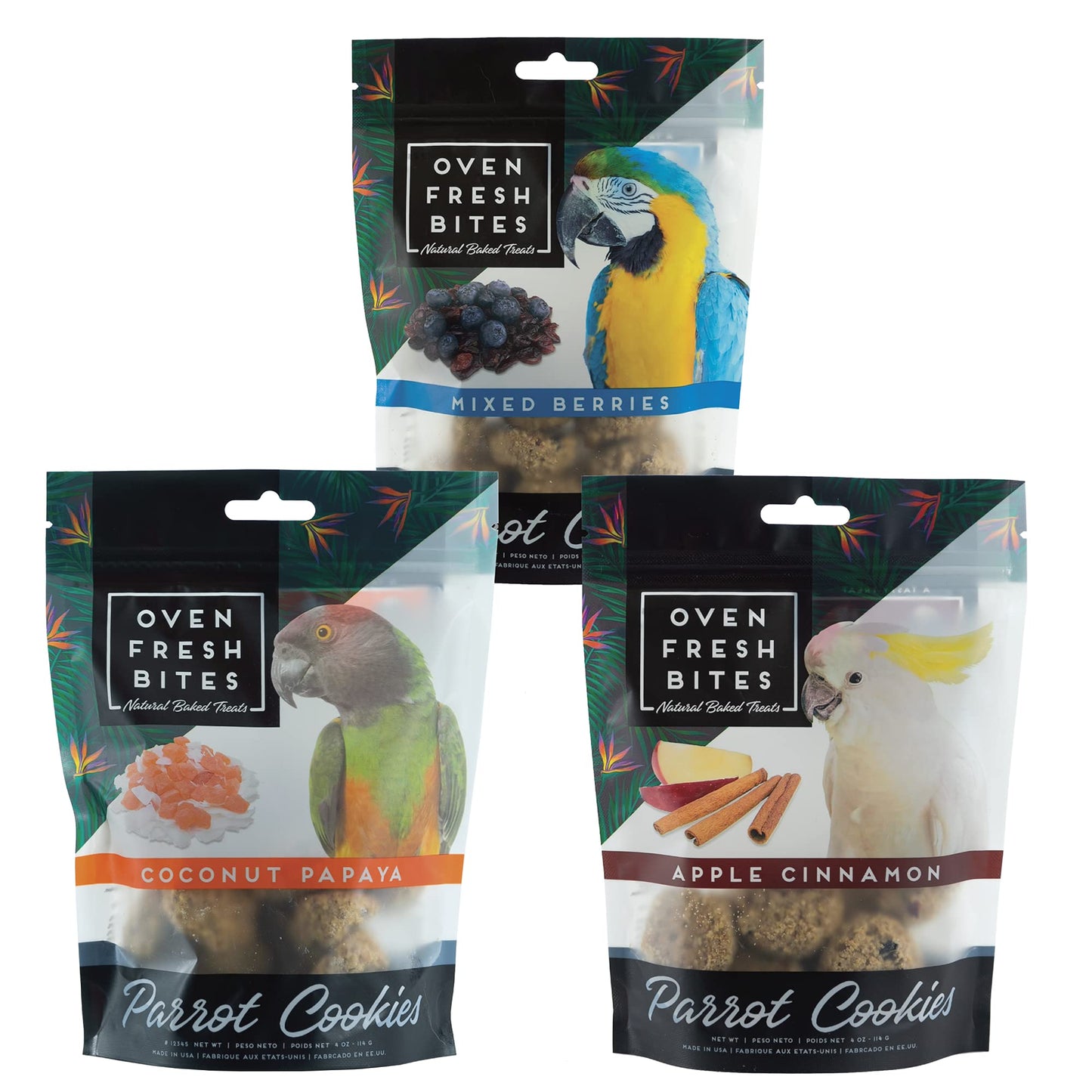 Oven-Fresh-Bites-Parrot-Cookies-3-Pack-Combo-Mixed-Berries-Coconut-Papaya-Apple-Cinnamon-Combo