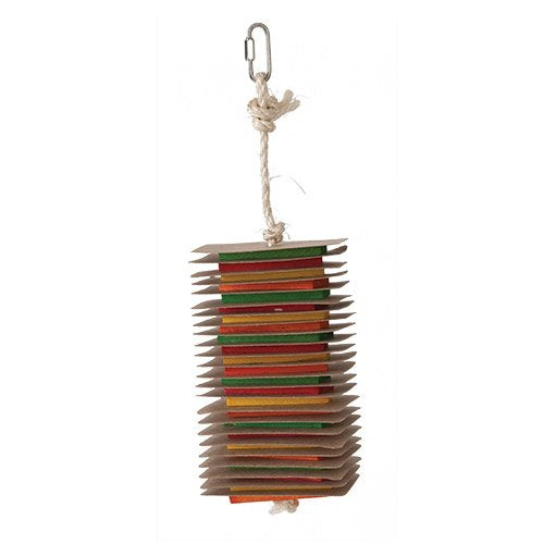 Medium chipboard and wood slats bird cage toy