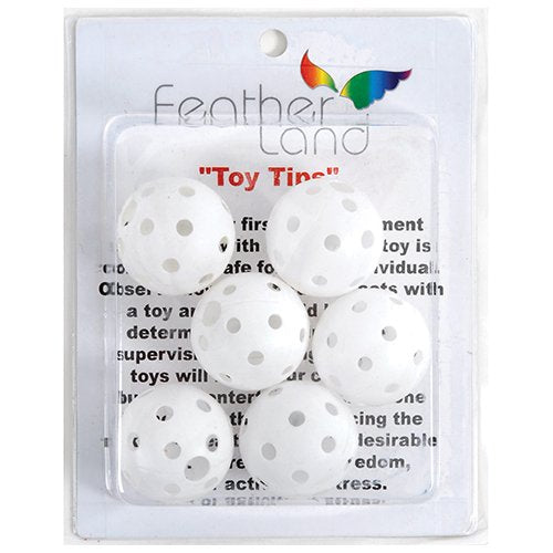 Toy whiffle balls for DIY bird toys