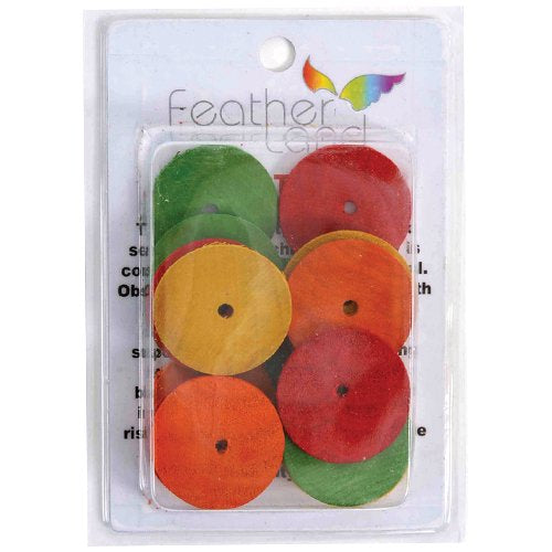 Multi-colored wood disks DIY bird toys