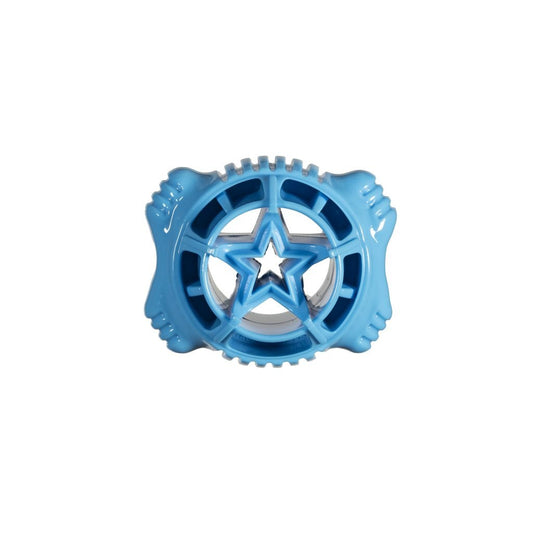 Blue small treat chewing rubber bone ball for dogs