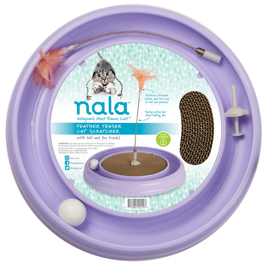NALA CAT SCRATCHER WITH FEATHER TEASER