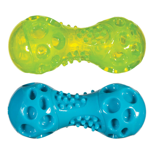 Chase 'n Chomp Squeak and Light Up Dumbbell Dog Toy, Mental & Physical Stimulation, 2 Pack
