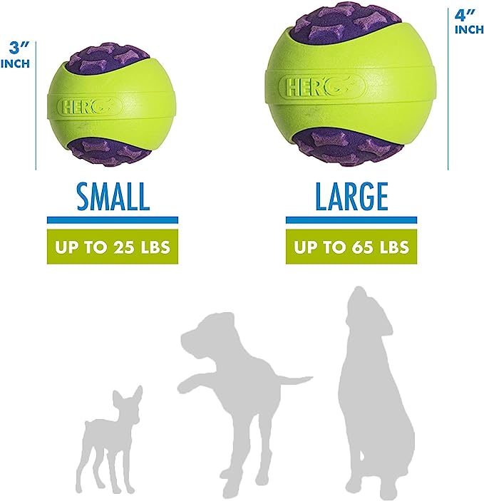 HERO Outer Armor Large, Durable Ball for Medium-Large Dogs, Squeaks & Floats