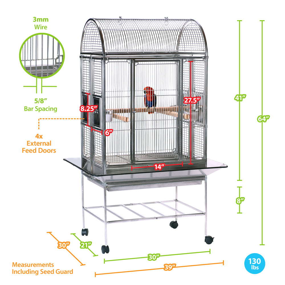 Folding Stainless Steel Mission Bird Cage