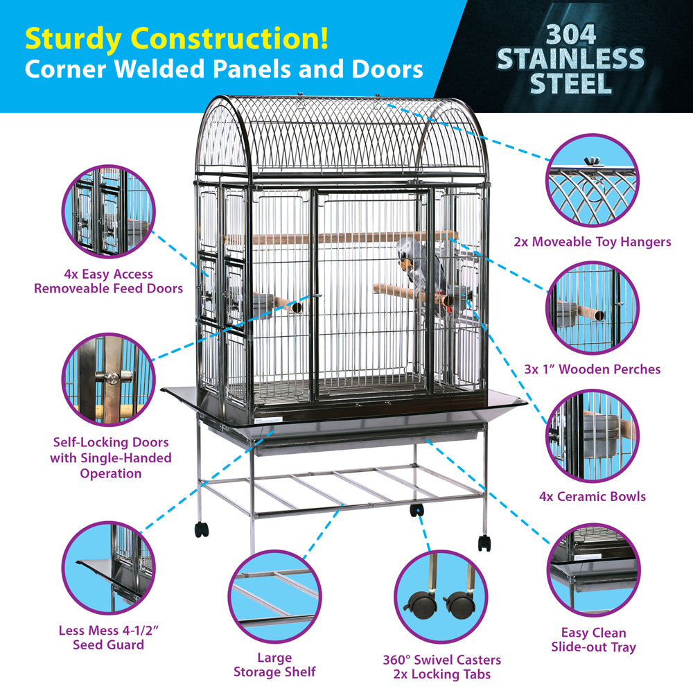 Folding Stainless Steel Chapel Bird Cage