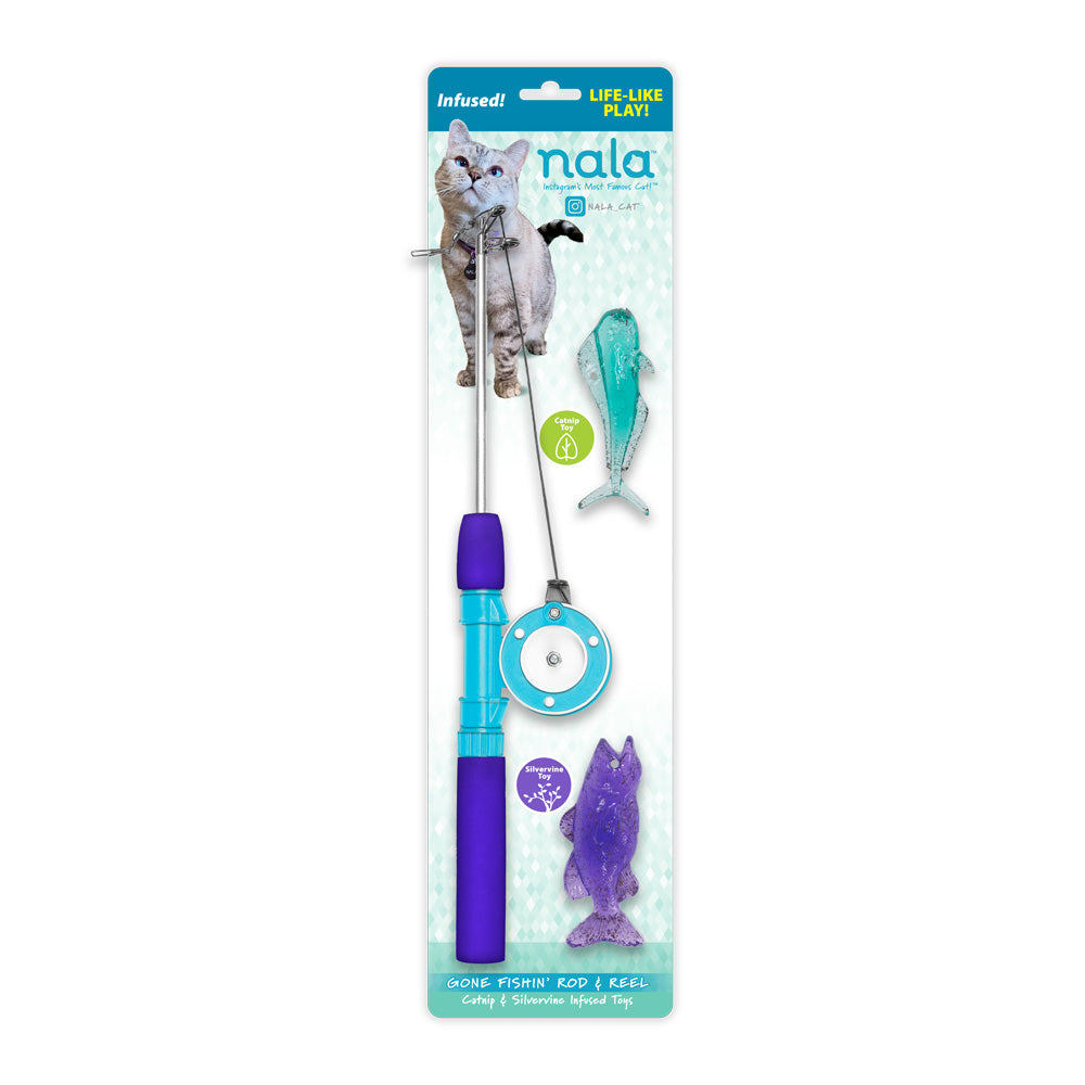 Nala Gone Fishin' Rod and Reel Cat Toy, Purple, Small