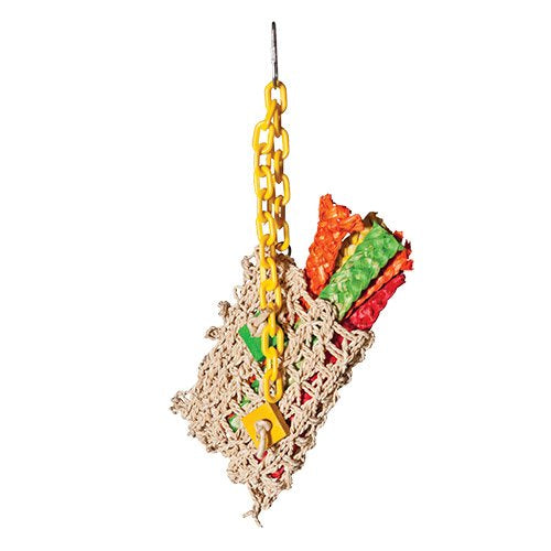 Crunchy pouch of straws bird cage toy