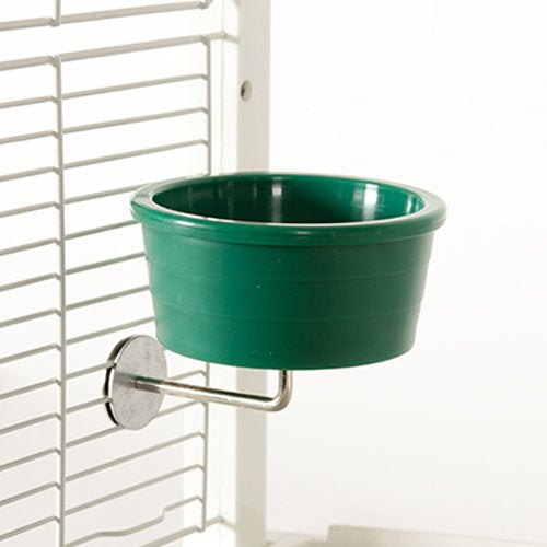 Medium plastic cup with stainless hardware for bird food