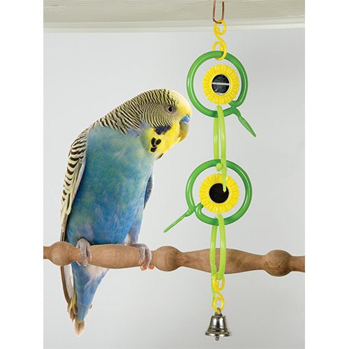 Rings and mirrors hanging colorful plastic small parrot toy