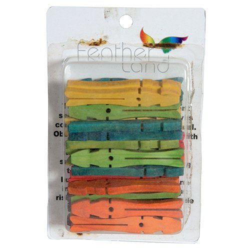 Pre drilled and dyed wood clothes pins for DIY bird toys