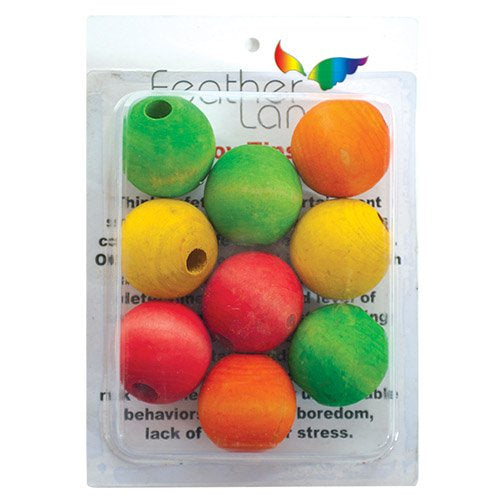 Multi-colored round wood beads for DIY bird toys
