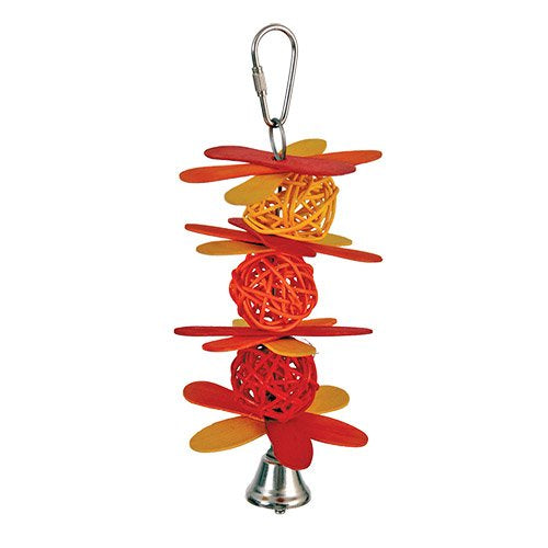 Windchime toy with vine balls and wooden sticks for birds