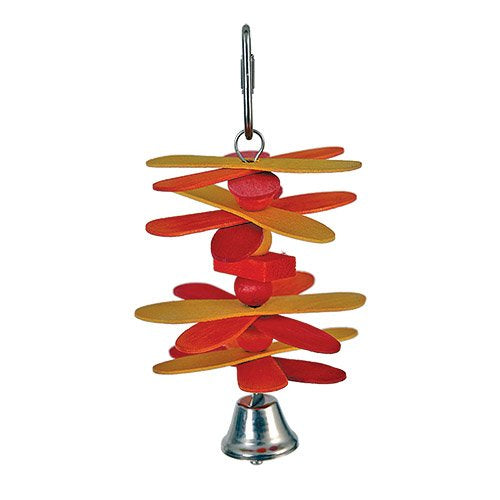 Windchime toy with wooden popsicle sticks and wooden beads for small birds