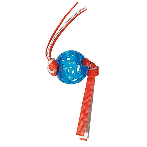 Hero Action treat ball toy with canvas tassels