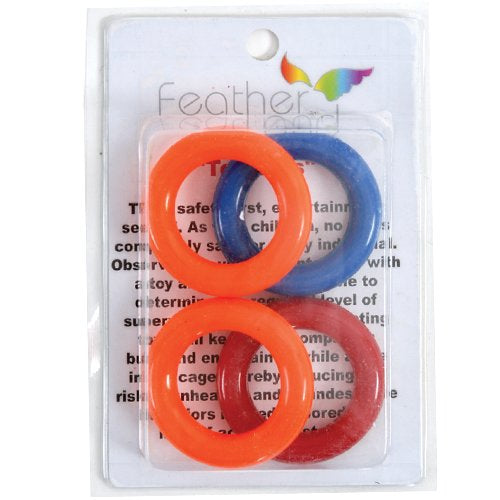 Multi-colored round plastic rings for DIY bird toys